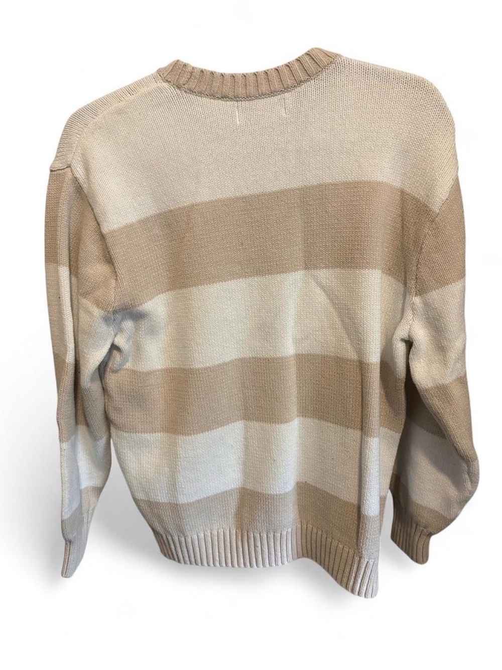 Hollister Women's Crewneck Sweater in Cream and Beige Stripes - Picture 3 of 3